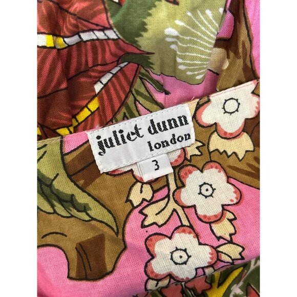 Juliet Dunn Bohemian Pink Retro Floral Embroidered Baby Doll Mini Dress Sz 3 - Picture 4 of 6